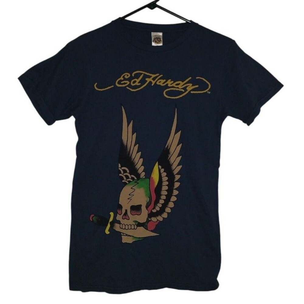 Vtg Ed Hardy T-shirt Men's Sz Small Skull Wings Dagger Y2K by Christian Audigier